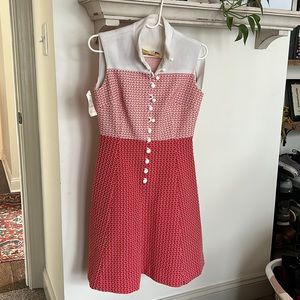VINTAGE 1960s button up red and white dress 30” waist